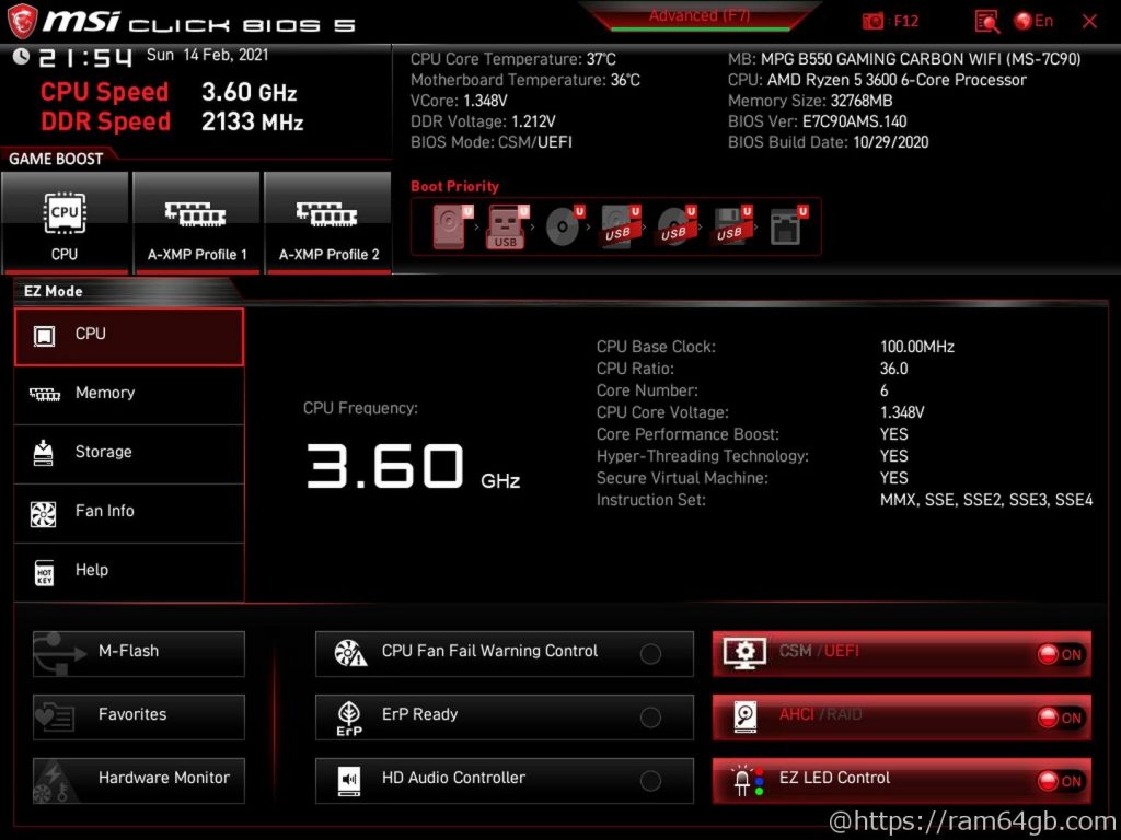 MSI B550 BIOS