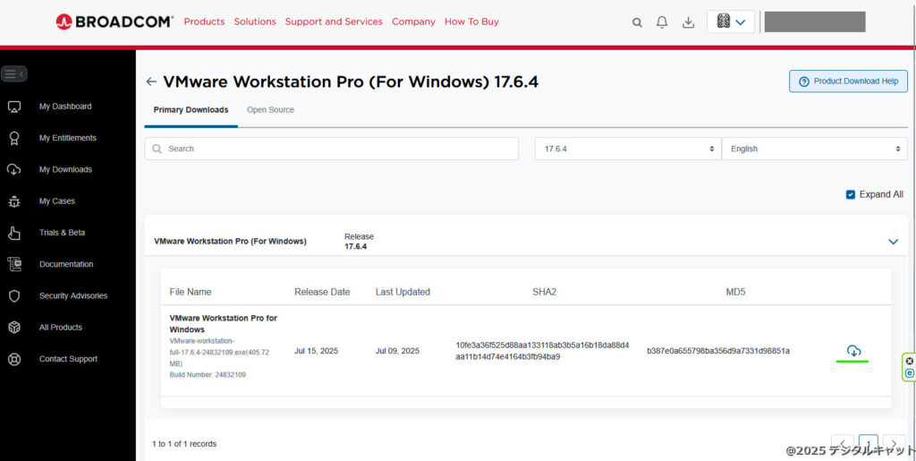 VMware ダウンロード